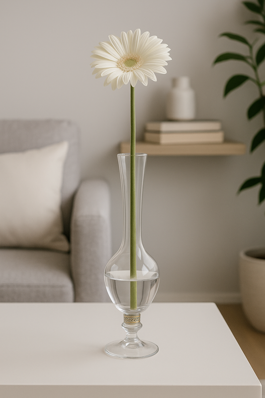 Clear Glass vase with silver bilaminate