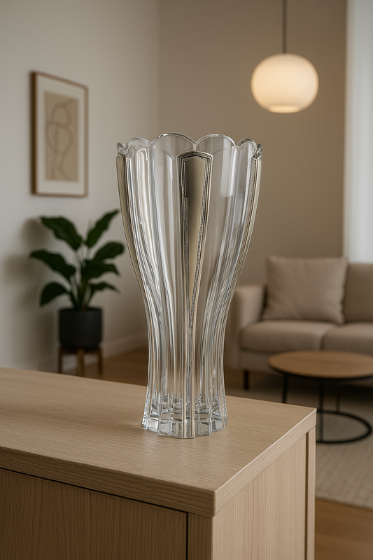 Clear Glass Vase with Silver coated bilaminate
