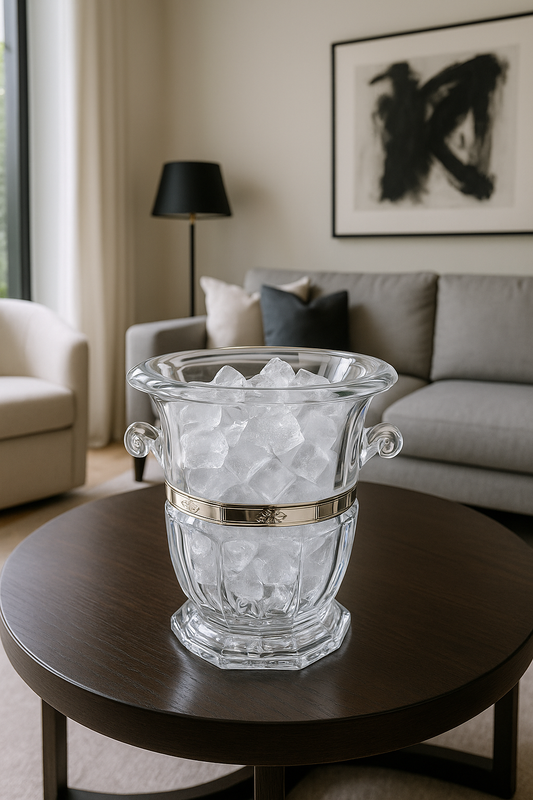 Cubo de cristal con bilaminado recubierto de plata