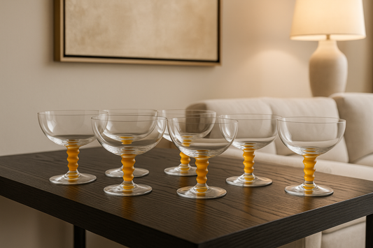 Amber stem low champagne sherbet glass 6pcs