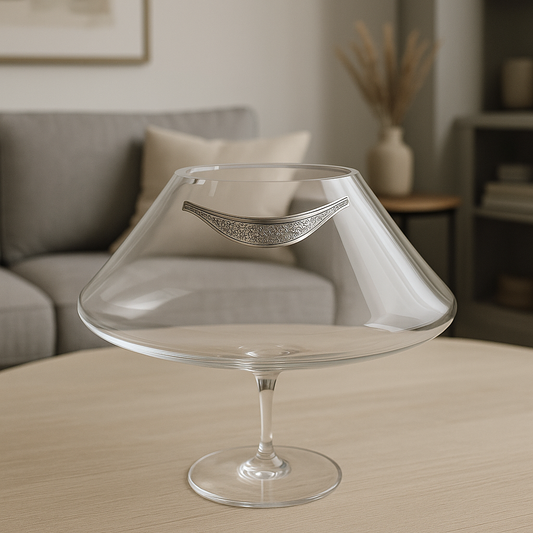 Clear Glass Candle Holder with Silver-Coated Bilaminate