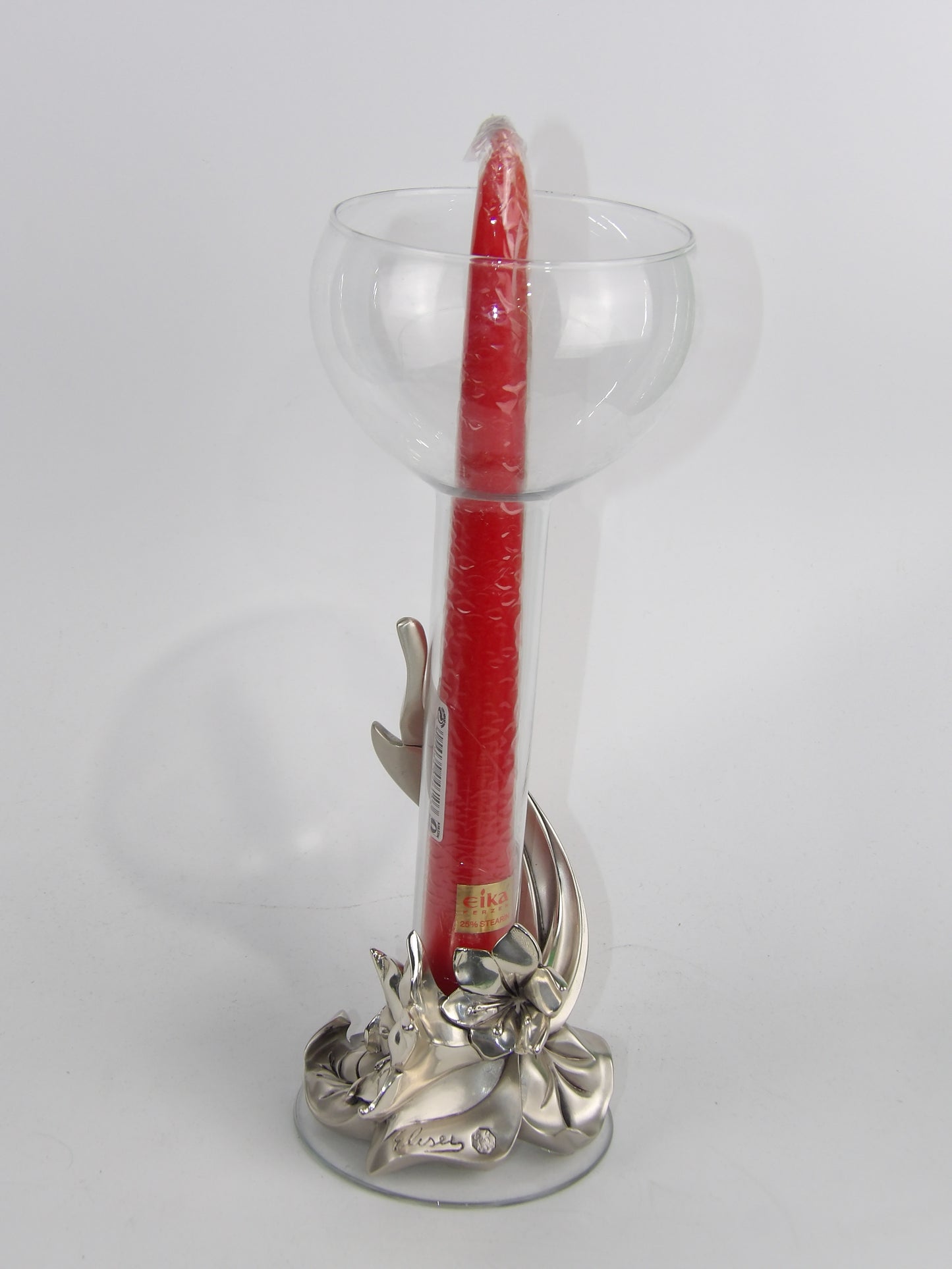Candle Holder in Silver Resin with Candlestick