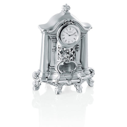 Baroque Style Table Clock in Silver Resin