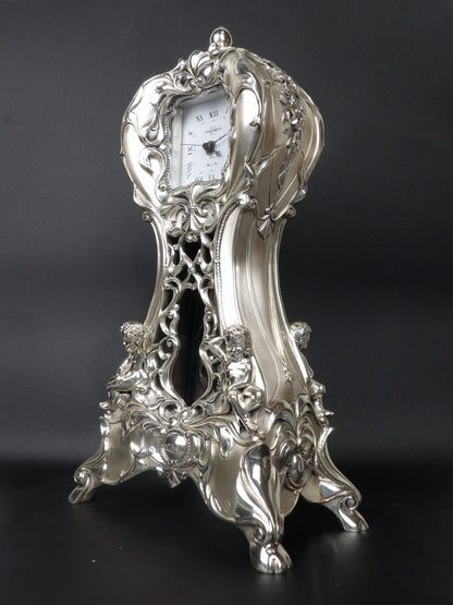 Baroque Style Pendulum in Silver Resin - Timeless Elegance and Ornate Design