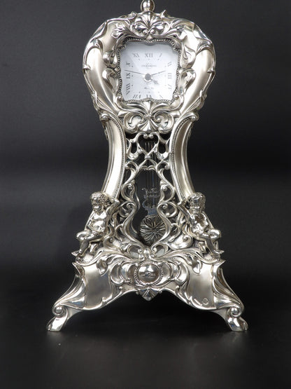 Baroque Style Pendulum in Silver Resin - Timeless Elegance and Ornate Design