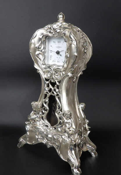 Baroque Style Pendulum in Silver Resin - Timeless Elegance and Ornate Design
