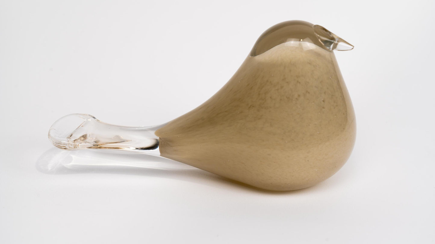 Morano crystal Bird with Brown Body and Clear Tail - Elegant and Artistic Decor
