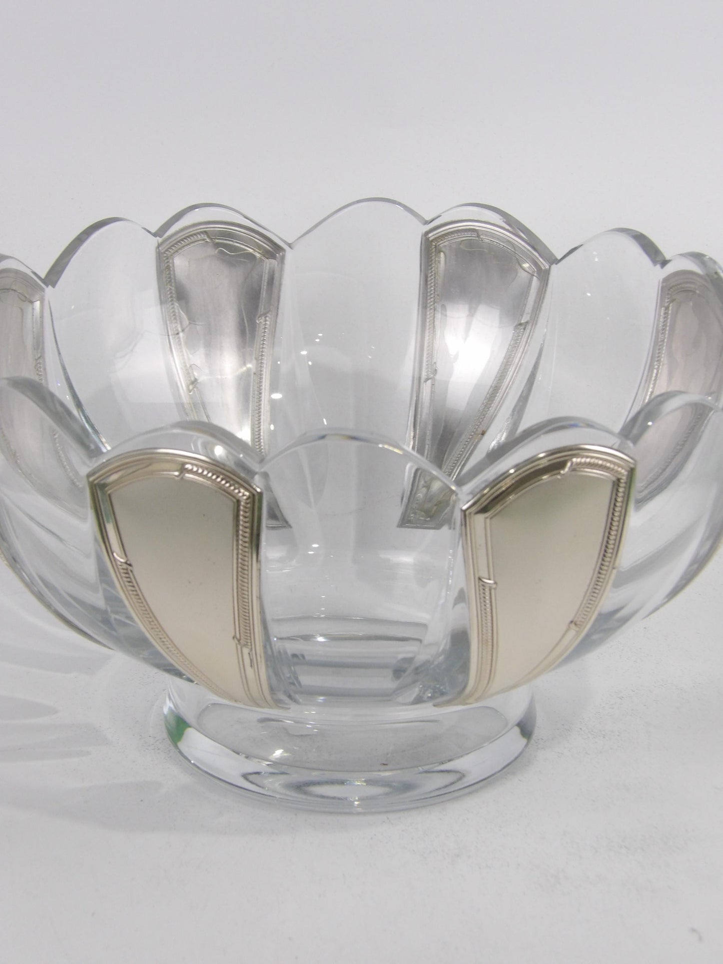 Clear Crystal Centerpiece with Silver-Coated Bilaminate
