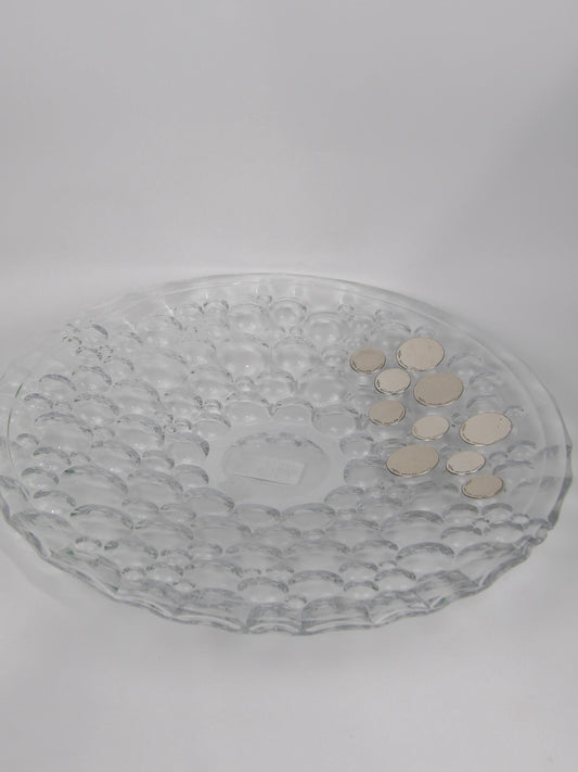 Crystal centerpiece with bubbles decoration in silver-coated bilaminate