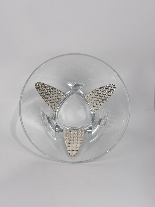 Crystal Centerpiece with Rhombus Decoration in Silver-Coated Bilaminate