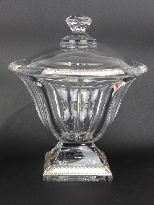 Crystal Covered Centerpiece with Surround Decoration in Silver-Coated Bilaminate