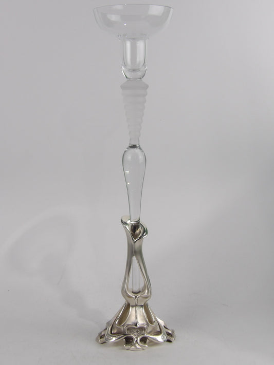 Crystal Candle Holder with silver coated bilaminate