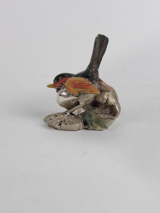 Silver Resin Bird with Colored Details