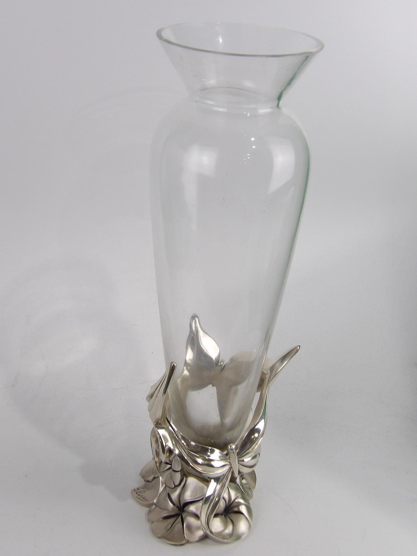 Crystal Vase with Silver Resin Base