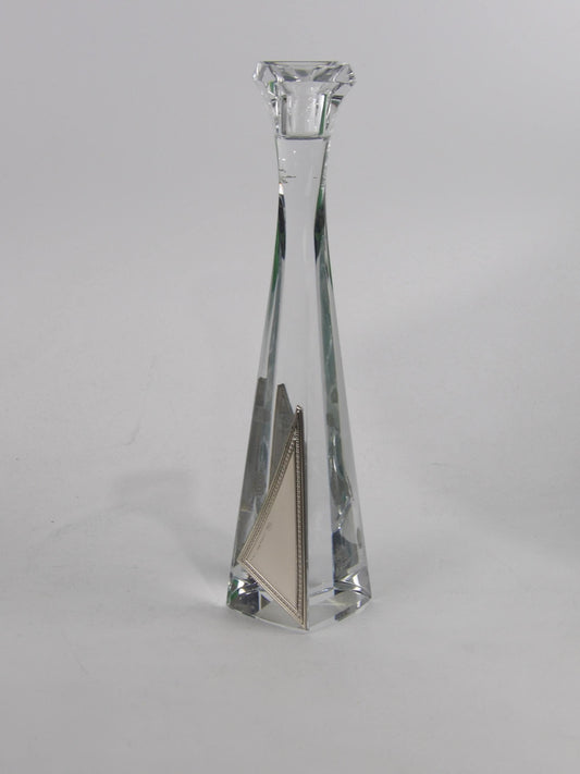 Crystal Candle Holder with Silver-Coated Bilaminate Accent – Sleek and Modern Design